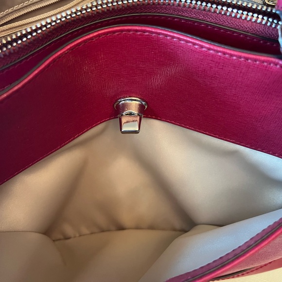 COACH Red Saffiano Leather Satchel Handbag - Picture 5 of 13